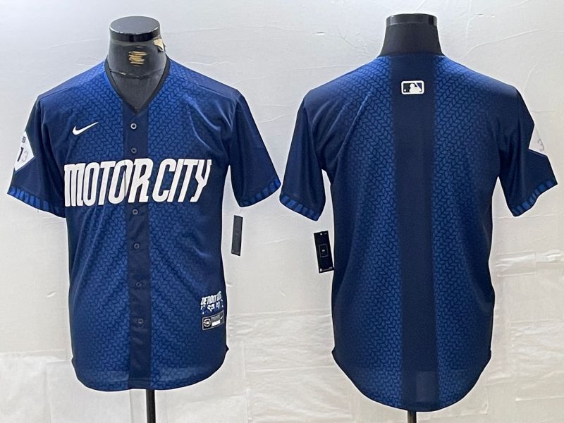 Men Detroit Tigers Blank Blue City Edition Nike 2024 MLB Jersey style 1